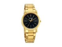 Sonata Classic Quartz Analog Black Dial Golden Stainless Steel Strap Men's Watch