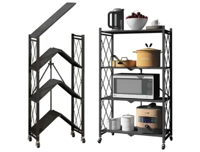 Stainless Steel Rectangular 4 Layer Fordable Kitchen Rack