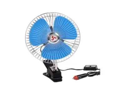 Oscillating 8-Inch Car Fan with 12V/24V DC Input and Car Charger