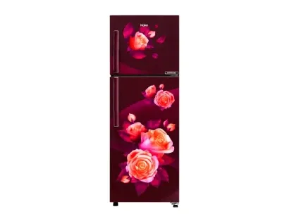 Haier 240L No Frost Double Door Inverter Refrigerator - Red Rose Floral