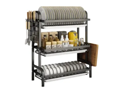 Dish Rack 304 Stainless Steel Kitchen Storage Organizer - 3 Layer