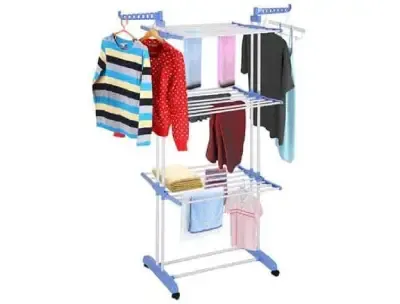 Three Layer Clothes Rack Hanger With Wheels