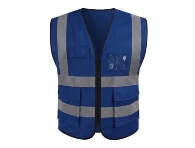 Safety Sure Safety Jacket with Double Pocket - Luminous Blue - Free Size