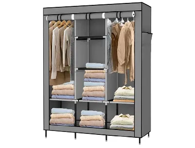 3-Door Wooden Wardrobe Storage Organizer