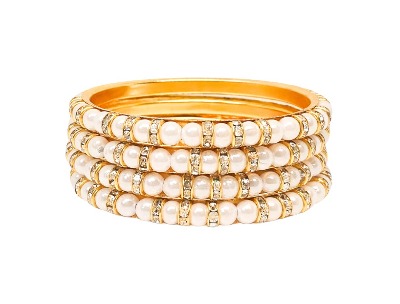 Pearl Bangles with White Stone – 23cm
