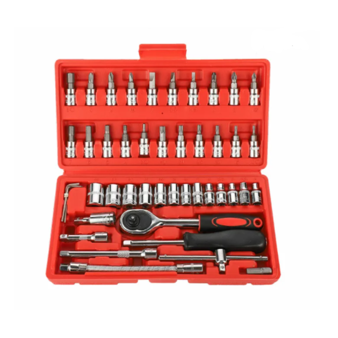 DR.Socket Set Ratchet Wrench Screwdriver with Case Hand Tools 46 Pcs