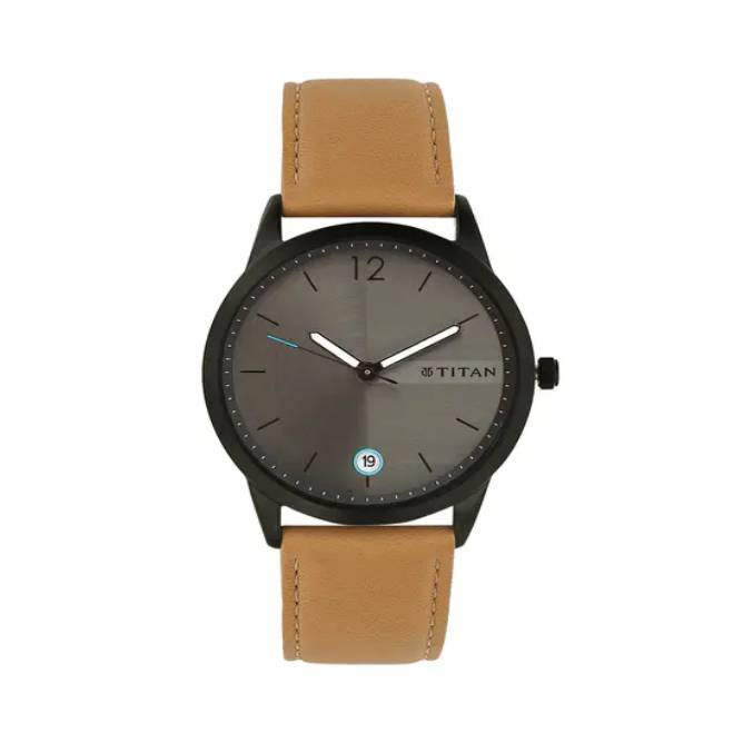 Titan Men's 'Neo' Quartz Metal and Leather Automatic Watch, Color:Brown (Model: 1698SL01)